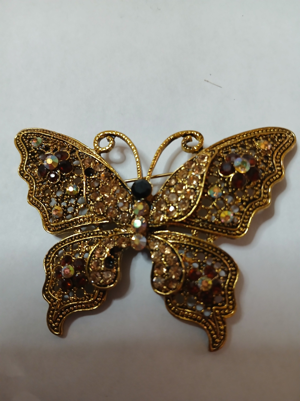 Gold Butterfly Crystal Brooch - Women's Decorative Pin Ailing